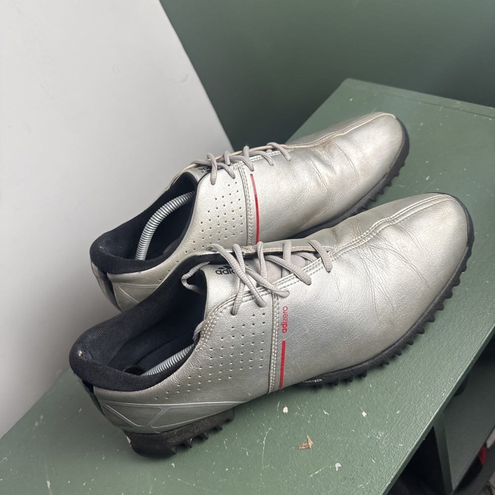 Adidas Adizero Tour Men's 13 Silver Spiked Split Sole Golf Shoes 675695